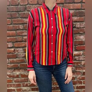 Striped silk button down blouse